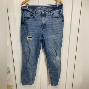 Old Navy | High Ride O.G Straight Distressed Blue Denim Womens Jeans - 14